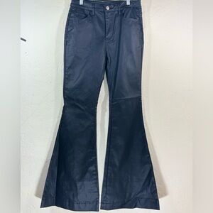 SHEIN Black Flare Wide Leg Faux Leather